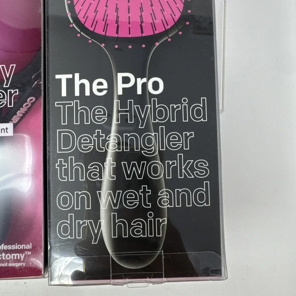 2 Pack Conair Wet Dry Hair Detangler Brush Knot Doctor Pink Case Heat Resistant